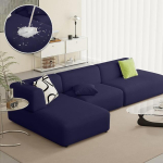 Veekindel diivanikate &uuml;hev&auml;rvilised elastsed nurgadiivanikatted elutoa sisekujunduseks 1/2/3/4 -istmega L-kujuline diivan tugitool 4 Seater 235-300cm tumesinine v&auml;rv
