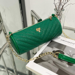 V-kujuline veepiiskade tekstuuriga silindriline pliiatsikott Ilus ja moodne &uuml;he &otilde;laga diagonaalne ristkott naiste kott one size roheline