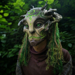 Halloweeni rohelise mehe p&auml;kapikk vanamehe lateksmask Forest Spirit Elfi mask kerge Cosplay peakattega kost&uuml;&uuml;mballi peo rekvisiidiga