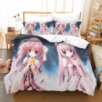 Anime Beauty voodipesukomplekt Cartoon Beauty teki- ja padjap&uuml;&uuml;r 2/3 t&uuml;kki pehmet ja kiiresti kuivavat kodukaunistust majas meeste toas Baby 100x135cm
