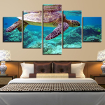 5 t&uuml;kki merikilpkonna seinakunstimaaleid Modulaarsed l&otilde;uendid HD-prindid Veealuse maastiku pildid Plakatid Kodu kaunistus Raamita 40x60cm*2 40x80cm*2 40x100cm*1