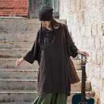 Johnature naiste vintage s&auml;rgid Bandage &uuml;hev&auml;rvilised ramie topsid Kevadised Hiina stiilis naiste pluusid lahtised naiste s&auml;rgid One Size kohv