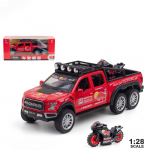 1/28 Scale F150 Raptor survevalatud metallist m&auml;nguauto, heli ja valgusega pikap 3-aastastele ja vanematele lastele Red Bull-20x7.8x7.5cm punane