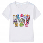 laste T-s&auml;rk My Singing Monsters tr&uuml;kitud T-s&auml;rk Puuvillane l&uuml;hikeste varrukatega topid Poiste t&uuml;drukute riided y2k Anime T-s&auml;rk Lasteriided 100 valge