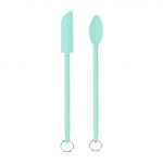 2tk/komplekt Spaatlite t&ouml;&ouml;riistakomplekt silikoonist minilabidas kahe otsaga kaabits Beauty lusikaga k&ouml;&ouml;gipurkide jaoks roheline