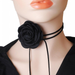 Naiste Camellia Flower Choker kaelakee reguleeritav sametkrae pikk roosi lill Bohemian Vintage must