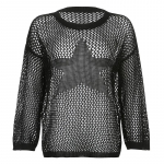 Heegeldatud kampsun, sviitrid, suured lahtiste aukudega kootud džemprid, sviiter Y2k Harajuku t&auml;navar&otilde;ivaste kampsun L must