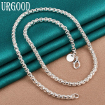 925 Sterling h&otilde;be 4 mm &uuml;mmargune ruuduline kaelakee Moe ehted 60cm