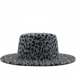 Uus laia &auml;&auml;rega leopardimustriga lame villane Fedora vildist m&uuml;ts naistele s&uuml;gistalvine boater dž&auml;ssim&uuml;ts Must riba 56-58CM