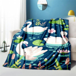 Kawaii Swan HD tr&uuml;kitud flanelltekk matka piknikutekid lastele beebidiivan Kontoritekk pehme &otilde;huke tekk 125x150cm 50x60inch