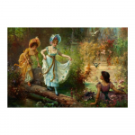 Renessansi esteetika Hans Zatzka maalide reproduktsioonitr&uuml;kised Plakat Noble Lady In the Garden L&otilde;uendimaal Seinakunst Cuadros 40x60cm no frame