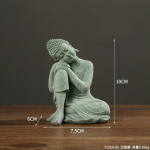 Uus Hiina stiilis Zen Buddha kuju istumisasendi kaunistus loominguline roheline liivakivi tee lemmikloom tumeroheline v&auml;rv