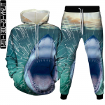 Meeste moe dressikomplektid Shark Dolphin Fish Creative Animal 3D Prindiga riided kapuuts + p&uuml;ksid Naiste vabaaja spordir&otilde;ivad Suurus S-6XL M