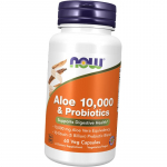 Aloe Vera ja probiootikumid, Aloe 10000 ja probiootikumid, Now Foods 60 k&ouml;&ouml;giviljakapslit (71128002) 60vcaps