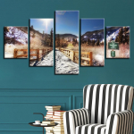 Maastik taevas pilv t&auml;ht m&auml;gi j&otilde;gi kuuma&otilde;hupall 5-osaline seinapildid elutoa jaoks v&auml;rviline maalimine kunst Kodukaunistus ilma raamita 20x35cm*2 20x45cm*2 20x55cm*1