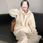 Poolt&otilde;mblukuga k&otilde;rge kaelusega sviiter naistele 2023. aasta s&uuml;gis/talv Korea versioon avarate pikkade varrukatega naiste mitmek&uuml;lgne pullover One Size must