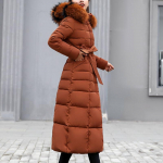 Uus talvejope naiste soe mood vibu v&ouml;&ouml; rebane karusnahast krae mantel pikk kleit naiste paks mantel XL oranž