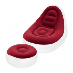 1 komplekt Suurep&auml;rane t&auml;ispuhutav lamamistool, rebenemiskindel, mugav puudutada &Uuml;lipehme t&auml;ispuhutav laiskdiivan koos taburetiga kontorisse punane