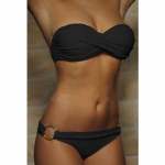 Naiste kaheosaline bikiinikomplekt, polsterdatud rinnahoidja, bikiinid Trikin Bottom ranna ujumistrikoo, ujumisriided L must