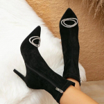 Eilyken talvine seksikas kristallsest naisest poolsaapad Eelgant &otilde;hukesed k&otilde;rged kontsad, moodne terava varbaga t&otilde;mblukuga kingad Botas De Mujer 35 must