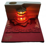 1 komplekt n&auml;dalakalendri loovuse 3D-lossikalender LED-valgustitega, paberist nikerdamiseks m&otilde;eldud kunstilaua kalender kodu kaunistamiseks A