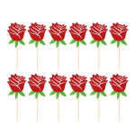 12 tk/komplekti koogikaunistus Dekoratiivne tekstuur Cupcake Wood Toidukvaliteediga peen kattekiht kaunistamiseks punane