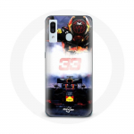 &Uuml;mbris Samsung Galaxy A40 Formula 1 Max Verstappen F1 Driveri jaoks, must punane ja kollane