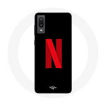 Samsung Galaxy A02 Netflixi logo &uuml;mbris punasel mustal taustal