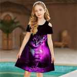 T&uuml;drukute lillelised sinised kristallist kassimustrilised kleidid Lastele m&otilde;eldud t&uuml;drukute &otilde;lgadeta kleit Printsesskleit l&uuml;hikeste varrukatega kleit &uuml;le nelja aasta vana 80 roosa