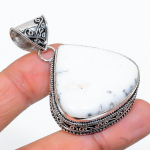 Natural Dendrite Opal Gemstone Handmade 925 Sterling Silver Pendant 1.97 p3d27