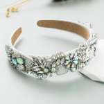 Naiste juuksepael Barokk vintage kristalllillega peapael laia servaga kangast juuste aksessuaarid OneSize valge