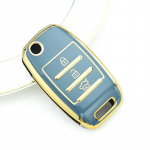 3 nupuga Gold Edge Auto Shell Fob KIA Sportege Picanto Optima Soul Ceed RIO 3 K2 K3 K4 K5 Sorento Forte Stinger Cerato TPU auto v&otilde;tme&uuml;mbrise kate jaoks valge