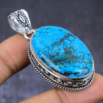 Natural Tibetan Turquoise Gemstone 925 Steling Silver Pendant 2.17 f4o80