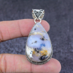 Natural Dendrite Opal Gemstone Handmade 925 Sterling Silver Pendant 2.36 r2z63