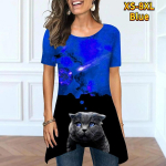 Uus naiste suvine moodne T-s&auml;rk, &uuml;mmargune kaelus lahtise all Seksikas l&uuml;hikeste varrukatega suvine lahtine unikaalne mustriga T-s&auml;rk top XS-8XL 8XL