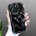 Armas koomiksimustriga kreemjas tekstuuriga korpus, lainelise servaga pehme silikoonkaanega telefoni&uuml;mbris Vivo jaoks Vivo S1 valge