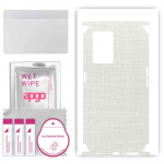 apgo Protective Skin Sticker for the back+sides compatible with Realme GT Neo3, Full Wrap Film, Foil, Vinyl - Pattern White Fabric