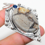 Natural Septerian Stone, Blue Topaz 925 Sterling Silver Pendant 2.92 t8o98