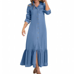 GMXIA naistemood suvise kevade &uuml;hev&auml;rvilise tr&uuml;kiga pikkade varrukatega POLO-kaelusega vabaajakleidid S sinine