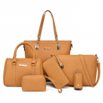 Naiste s&uuml;gise uus mood, suure mahutavusega kuueosaline &uuml;he &otilde;laga k&auml;ekott 6-piece bag pruun
