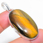 Natural Tiger Eye Gemstone Handmade 925 Sterling Silver Pendant 2.05 z4b38