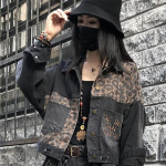 Vintage Black Leopard Naiste teksajakk Kevadine Harajuku Punk Jean jakid Mantel Boyfriend Lahti Tasku Mood T&auml;navar&otilde;ivad XXL