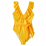 Ruffle &uuml;hes t&uuml;kis naiste ujumistrikoo Ujumisriided Solid supelkost&uuml;&uuml;mid Suvised ujumisriided Push Up V kaelus XLS-suuruses rannapesu Monokini naistele S
