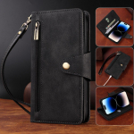 Multifunktsionaalne kahekihiline t&otilde;mblukuga rahakoti&uuml;mbris kaardipesade ja sularahataskuga iPhone'i jaoks 15 14 13 12 11 Samsung Google PU nahast kaelapael. OnePlus Nord N300 must