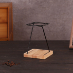 Pour over Stand Coffee Drink Maker Wood Base Iron Frame Station Filter Holder Pillow Shape