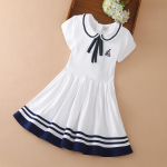 Lastele m&otilde;eldud suvekleit 4&ndash;12-aastastele l&uuml;hikeste varrukatega, lahtik&auml;iva krae, valmis stiilis lasteriided v&auml;ikestele t&uuml;drukutele puuvillased riided 150 valge