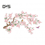 Flower Branch Bird WC kleebis Eemaldatav isekleepuv veekindel PVC elutoa seinakunst lilleline vannitoa tualettruumi kaane kaunistuskleebis roosa