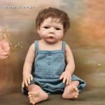 49 cm kogu keha silikoonist Reborn Baby Girl nukk, nii ehtne n&auml;eb v&auml;lja kortsutatud vasts&uuml;ndinud nukk K&auml;sitsi valmistatud juurtega juustega beebipoiss nukud lastele s&uuml;nnip&auml;evaks j&otilde;ulukingitus full silicone girl