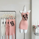 Jaapani Kawaii minikleit naistele vabaaja vintage Y2k kootud kleit &Otilde;htupeo riided Kontori daami varrukateta Bodycon Slim XS roosa