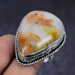 Plume Agate Gemstone handmade 925 Sterling Silver gift Jewelry Ring Size 7 A3z87